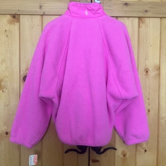 NWT Free People Women's Hit The Slopes Fleece Jacket, Magenta Minx Sz Large - Picture 9 of 10